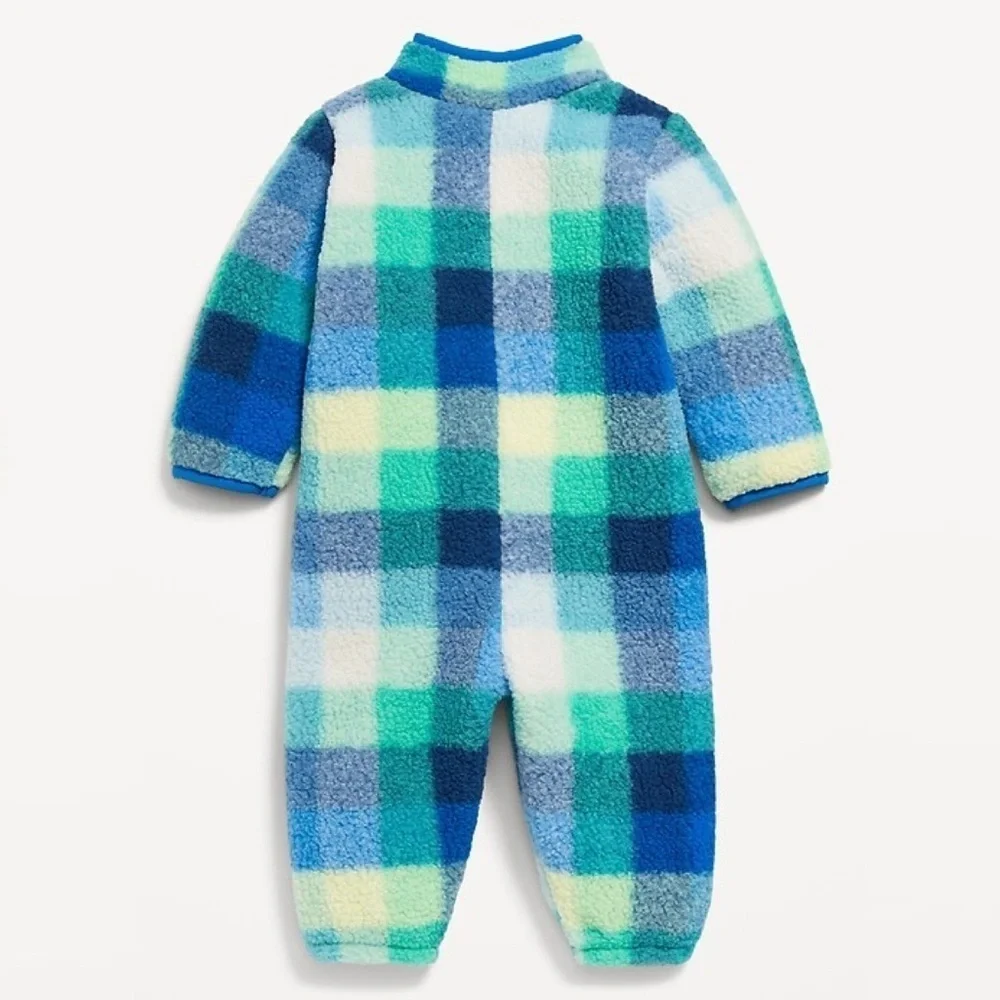 Old Navy Cozy Printed Sherpa Snap Button Onesie